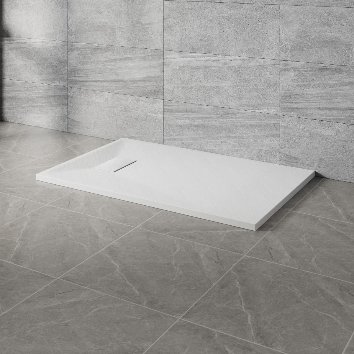 NRG 1200x700mm SMC Rectangle Shower Tray White with Fast Flow Waste for Bathroom Enclosures