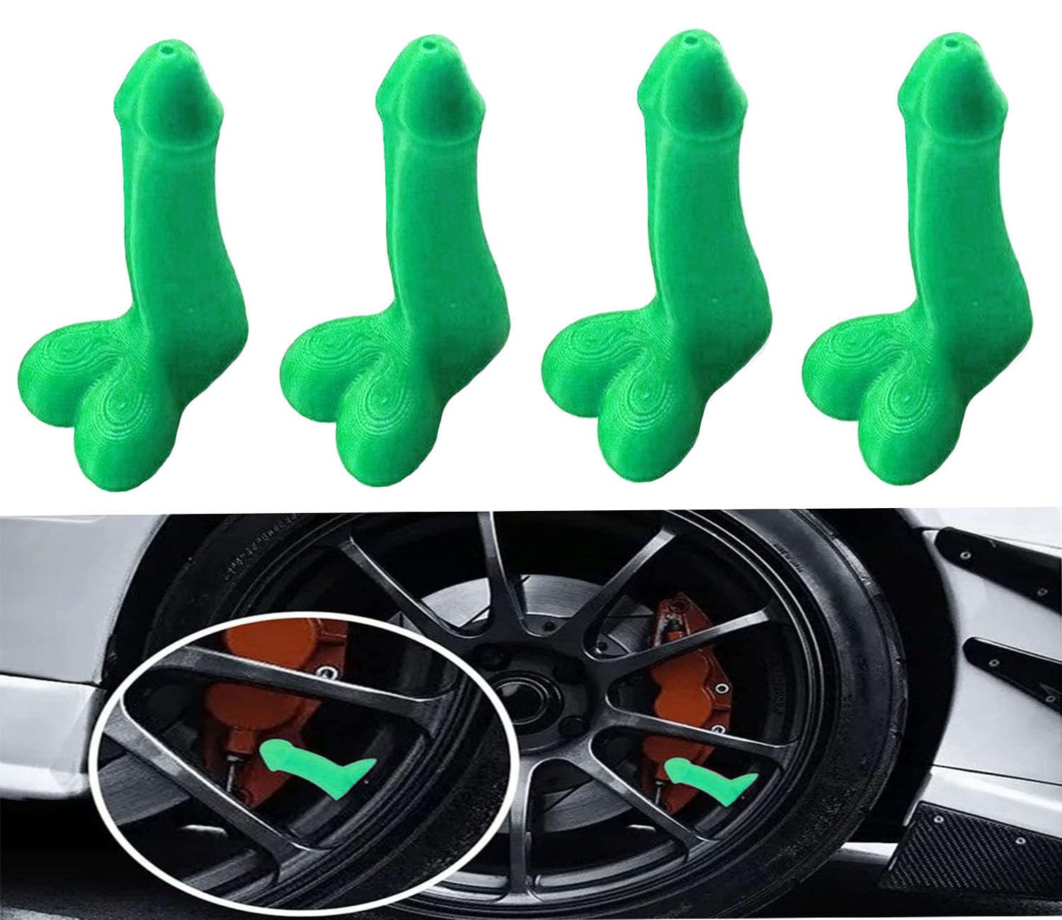 Photo 1 of 4 PCS Prank Tire Valve Stem Caps Funny Airtight Dust Proof Covers Universal for Cars, SUVs, Bike, Trucks and Motorcycles, Car Wheel Tire Exterior Accessories W7 Set