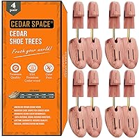 CedarSpace Red Cedar Wood Shoe Trees - Adjustable 6.5-14 Men's Shoe Stretcher for Sneakers & Boots, 2/4PC Odor Absorber Set