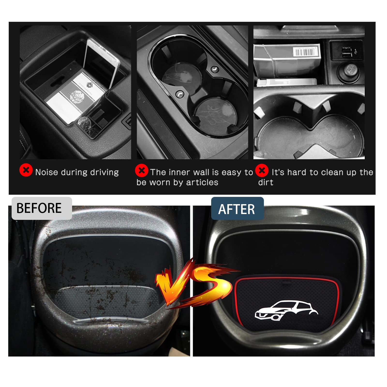 BIXUAN Tappetini Antiscivolo Per Nissan Juke F15 2010-2019 - Set Gomma Per Portabicchieri, Console E Portiere