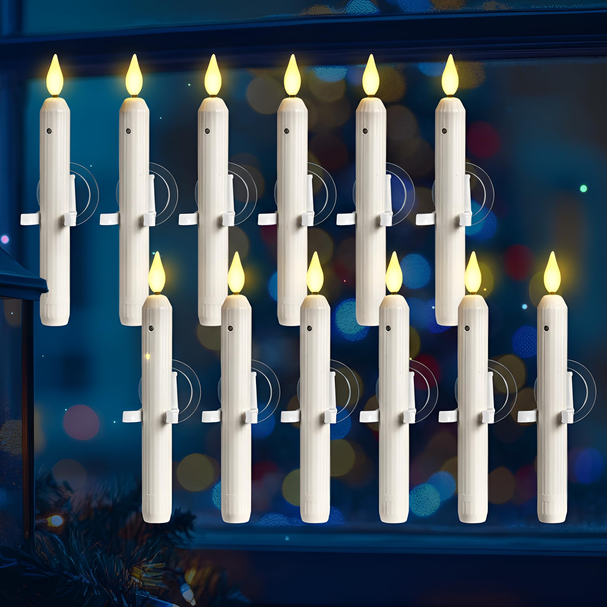 Velas de ventana con sensor crepuscular automáticas luces LED cónicas de Navidad a granel 8
