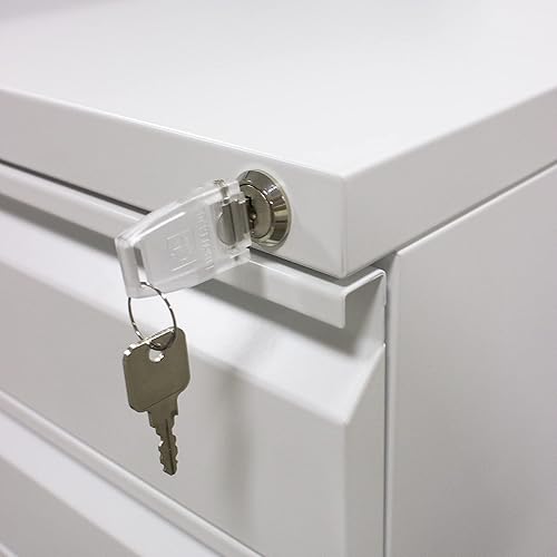 Miniatura 5 de JIEJIEGAO Archivador de 3 cajones con cerradura archivador móvil de acero en ruedas antiinclinables armarios de oficina con bloqueo rodante debajo