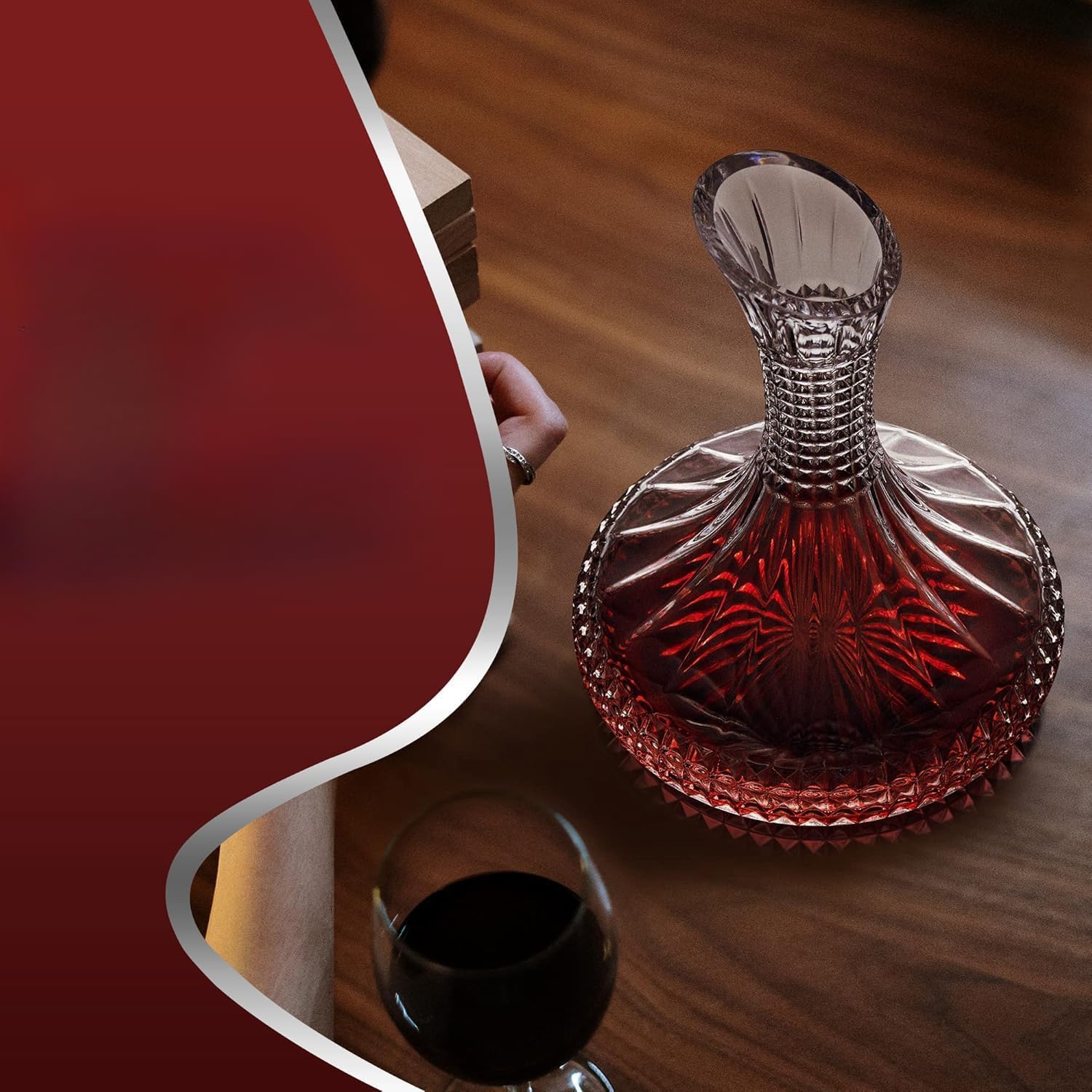Jarra decantadora de Vino de 1500ml,Decantador de Vino de Cristal para el hogar,Decantador de Vino de Cristal sin Plomo, Regalo para Amantes del Vino Decantadores
