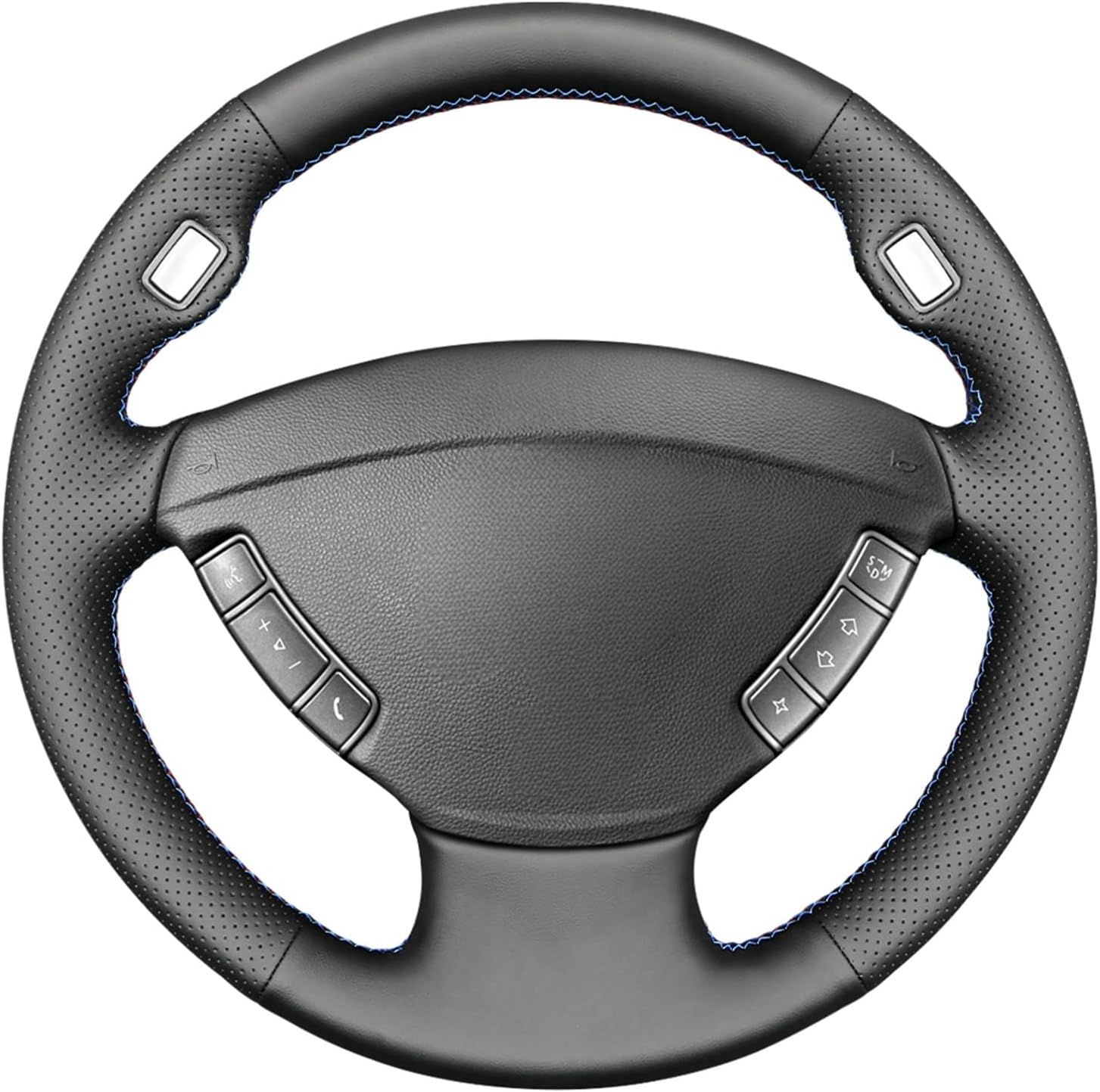 MEWANT Custom-Fit for BMW Steering Wheel Wrap Cover, PU Leather DIY Steering Wheel Cover, Non Slip, Breathable, for BMW 7 Series (E65/E66) 2001-2008（for Three-Spoke）