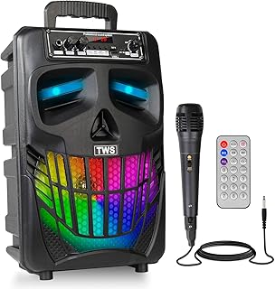Karaoke Machine for Kids Adults Portable Wireless Bluetooth Speaker, Rechargeable PA System with Lights, Microphone, Suppo...