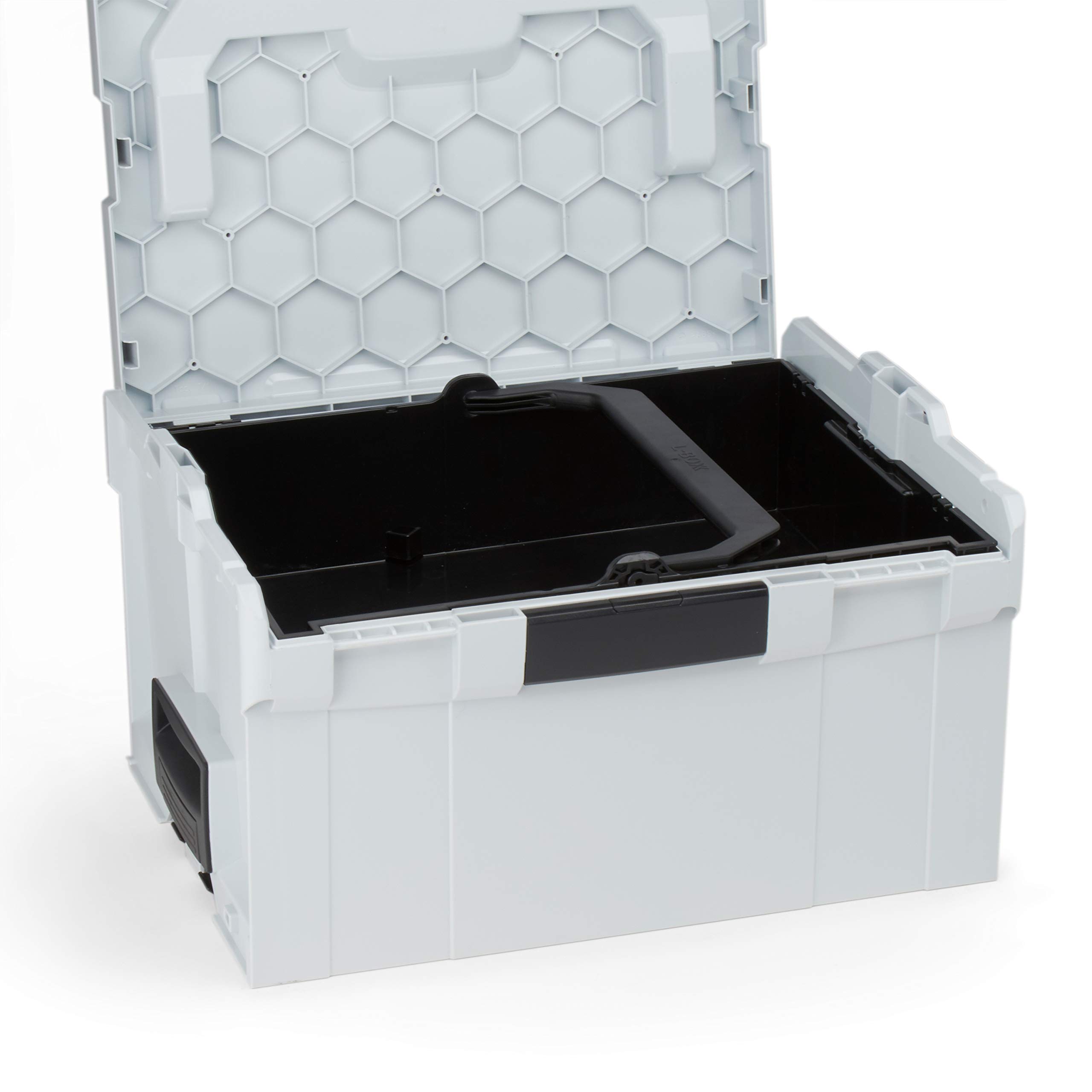 Bosch Sortimo L-BOXX 238 Tamaño 3 antracita | con inserción colgante negro | sistema de transporte | caja de almacenamiento de herramientas ideal