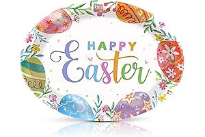 Easter Disposable Paper Plates, 10''x12'' Disposable Plates for Easter Parties