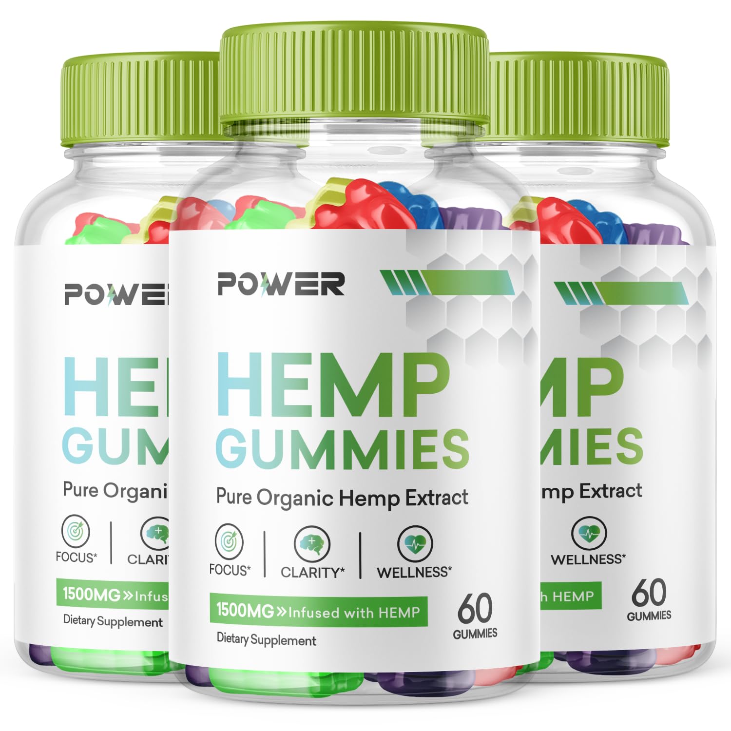 (3 Pack) Power Hemp, Power Hemp Gummies, Power Hemp Gummies Pure Organic Hemp Extract, Power Hemp Gummies with Hemp Extract, Power Hemp Advanced Formula Hemp Supplement (180 Gummies)