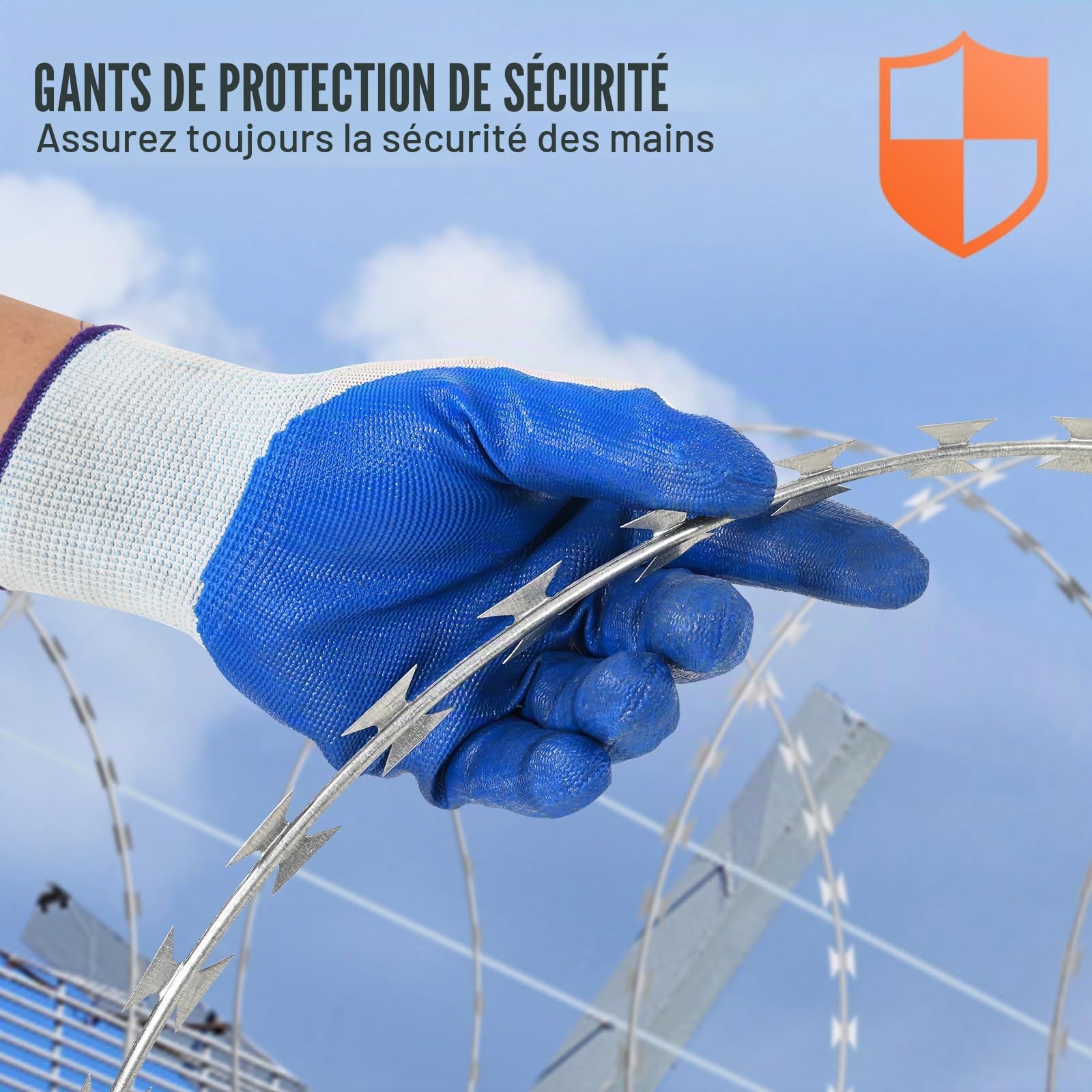 VEVOR Fil de Fer Barbelé 30 m 2 Rouleaux de Fil Barbelé Galvanisé à Chaud Clôture Grillage Protection Anti-Intrusion Lames Barbelées Tranchantes avec Gants de Protection pour Maison, Jardin, Balcon