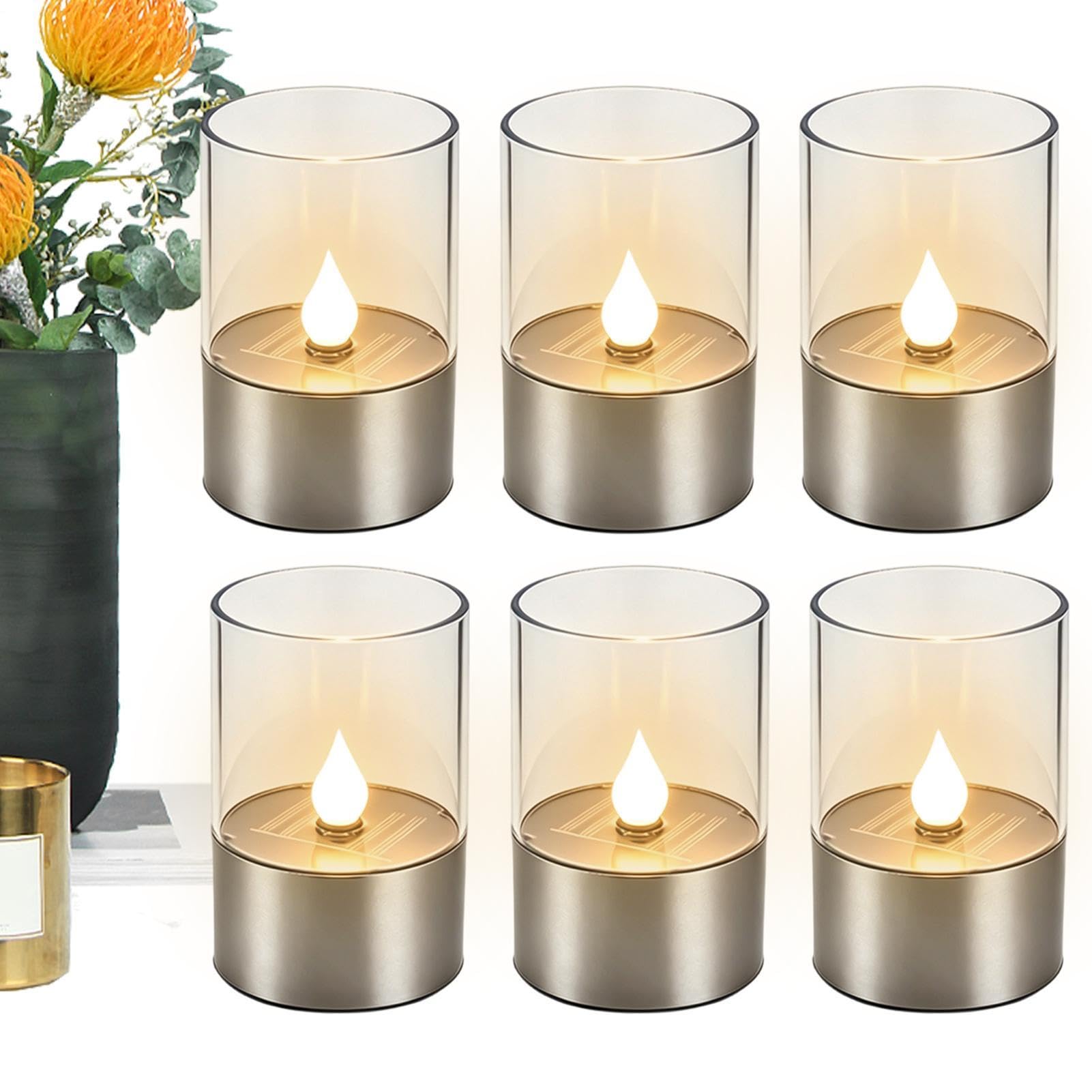 Velas LED de té con pilas y luz parpadeante cálida para decoración 8