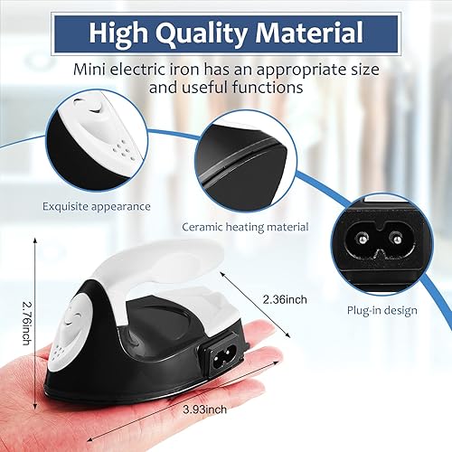 Vista 2 de Honoson - Plancha pequeña, térmica, portátil, práctica, con accesorios de base de carga, ideal para cuentas para planchar, parches, bricolaje, Negro