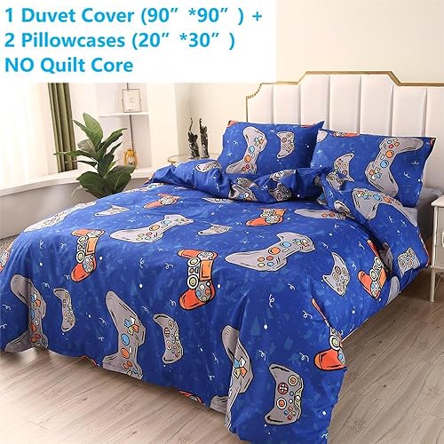 Miniatura 2 de SDIII Juego de funda de edredón azul de 3 piezas, tamaño Queen, 1 funda de edredón y 2 fundas de almohada, sin relleno, funda de edredón con