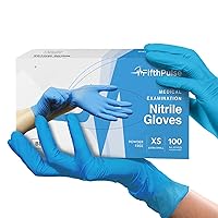 Vista 14 de FifthPulse Guantes médicos de nitrilo azul, pequeños, 100 unidades, guantes desechables sin látex de grado quirúrgico