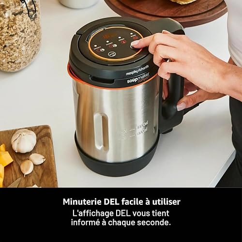 Morphy Richards Compact Soup Maker, 1L, Blend, Smooth and Chunky Soup, Smoothies, Quick and Easy Cooking, 900W, Black & Stainless Steel, 501021 - 3
