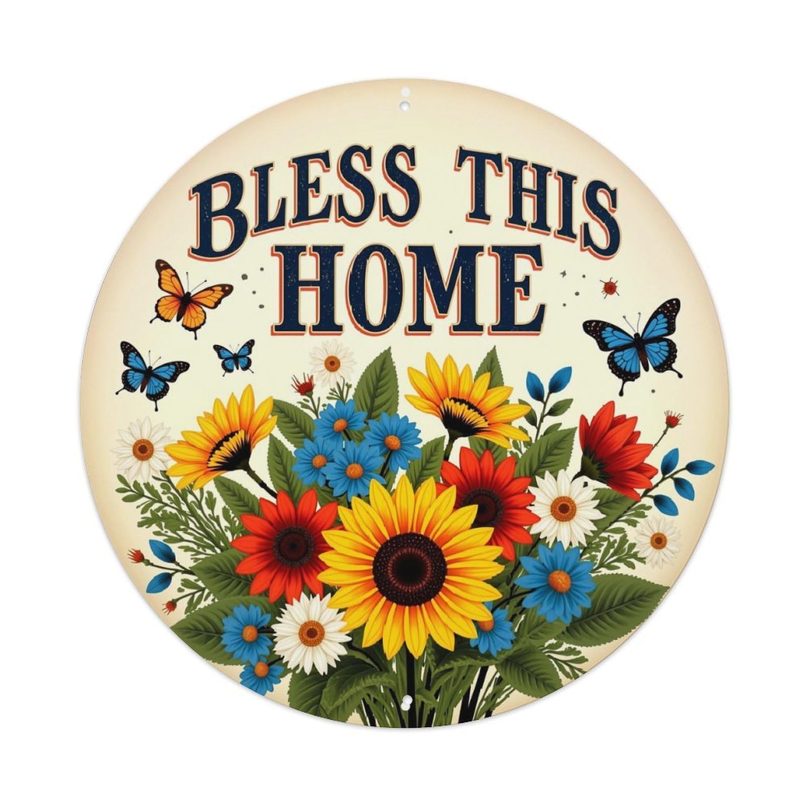 Jdyansheng Vintage Bless This Home Floral Butterfly Design Tin Sign Metal Poster Metal Signs For Home Man Cave Bar Cafe Kitchen Laundry Room Wall Decorations 8X8 Inches