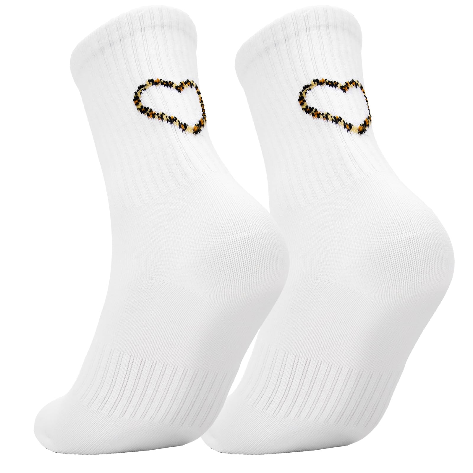SummitEdge 1 Paar Leoparden Herz Tennissocken damen 39-42, Damen Leopardenmuster Tennis Socken, Lustige Leoprint Socken Crew Sportsocken für Damen