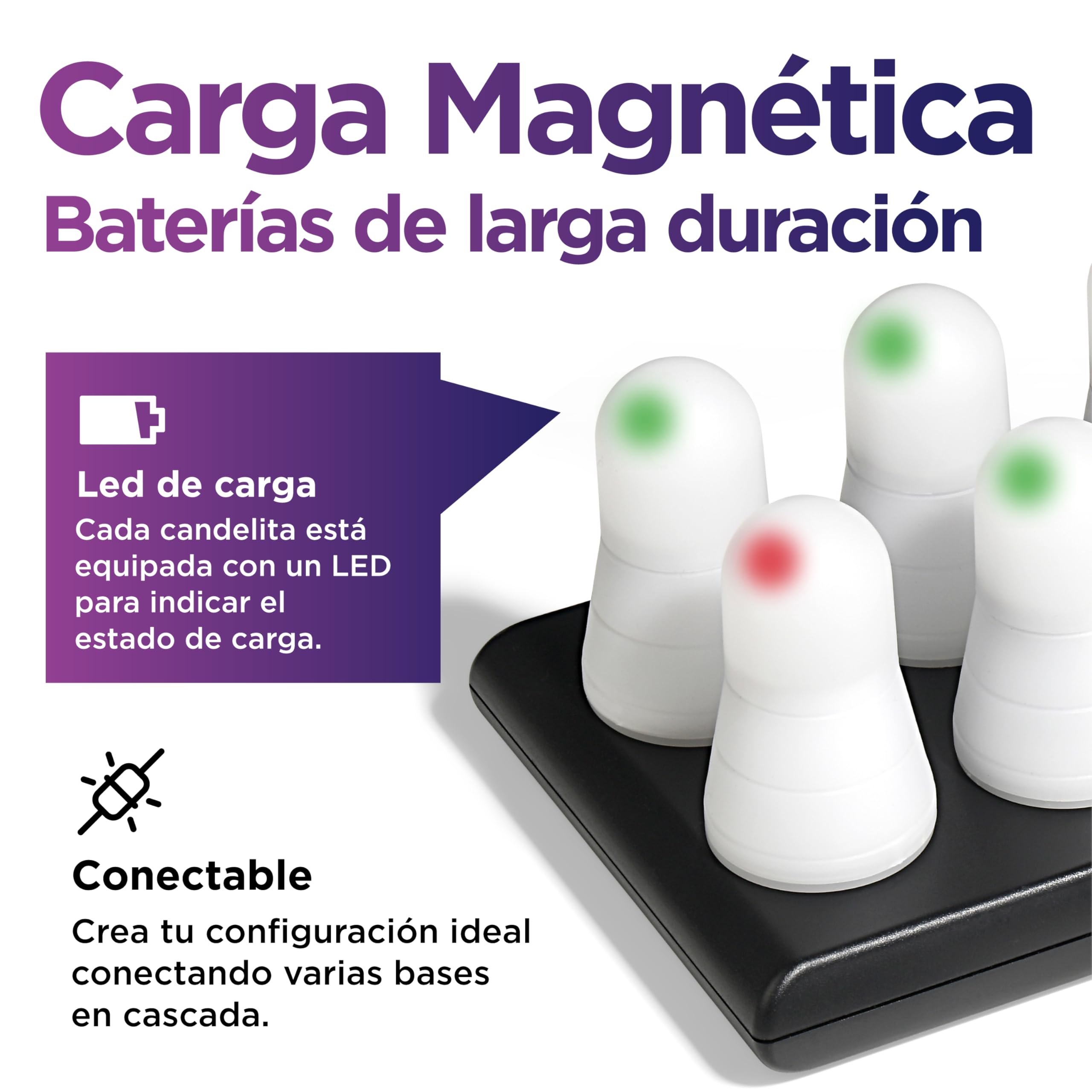 Madrigal Color&Mood: Juego de 12 velas LED RGB + Blanco Cálido + Vela Llama Parpadeante – Recargables con Mando a distancia – Base Magnética Mejorada (EU + UK Plug)