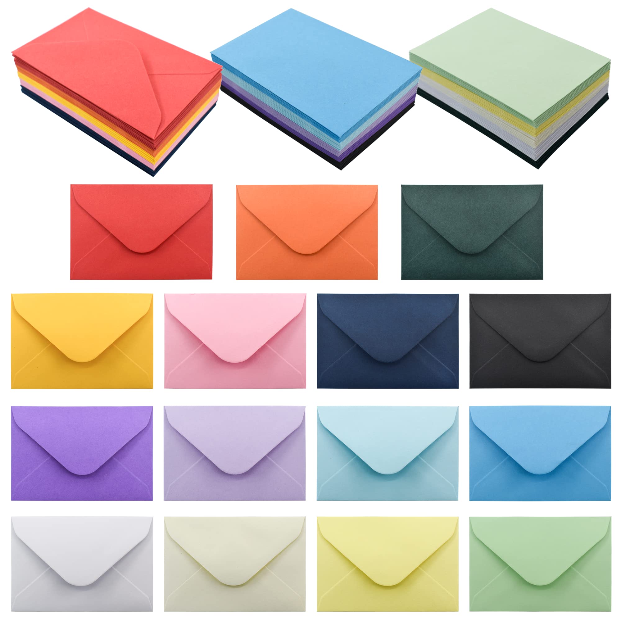 VANRA 150 Pack buste invito con auto-sigillo V Flap Buste Mini per biglietto di compleanno, piccole buste di carta regalo, buste per biglietti da visita (4 x 2,7 pollici)