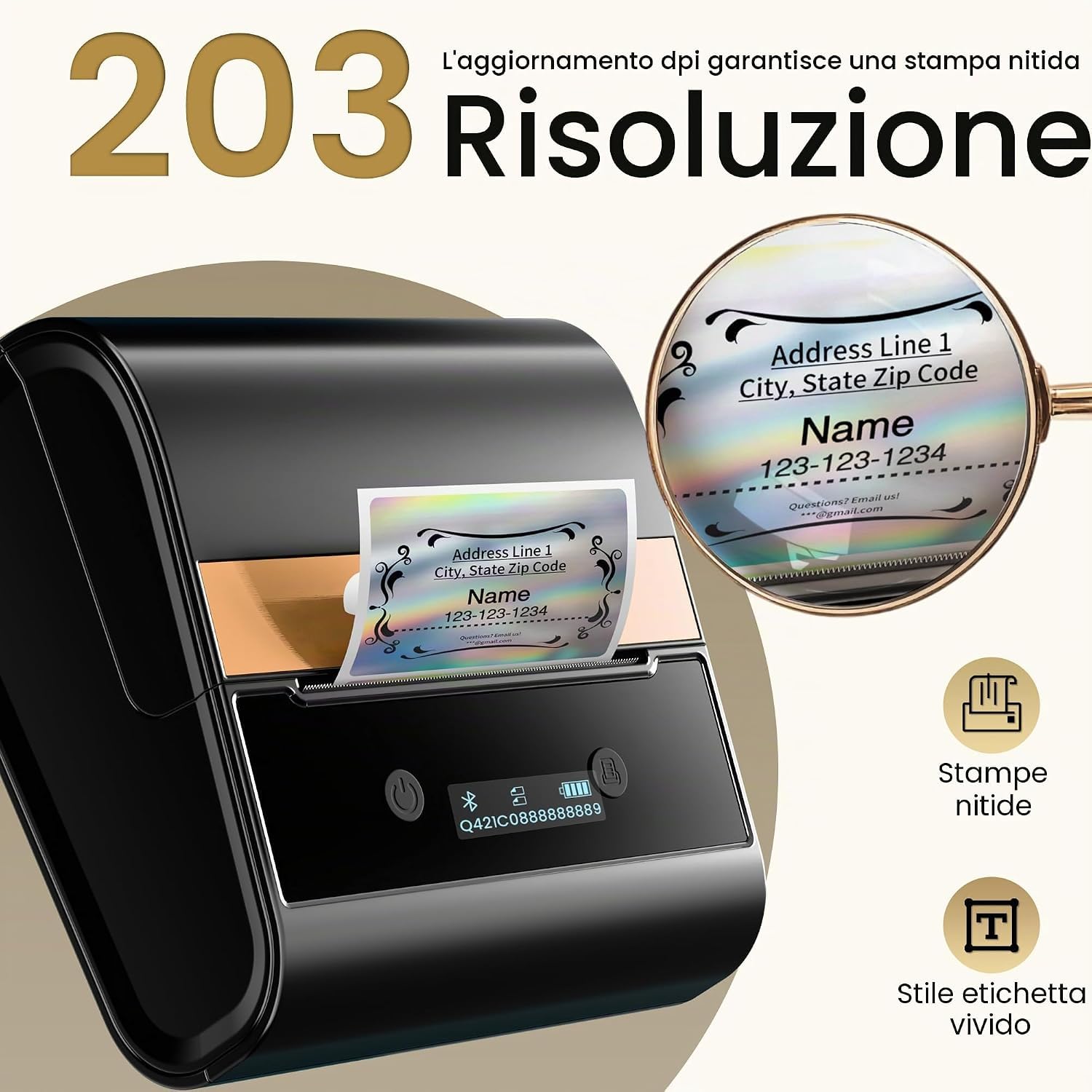 Phomemo M260 3 Inch Etichettatrice Bluetooth Stampante Etichette Adesive, Stampante Termica Portatile per la Vendita al Dettaglio, la Casa, l'ufficio e le Piccole Imprese