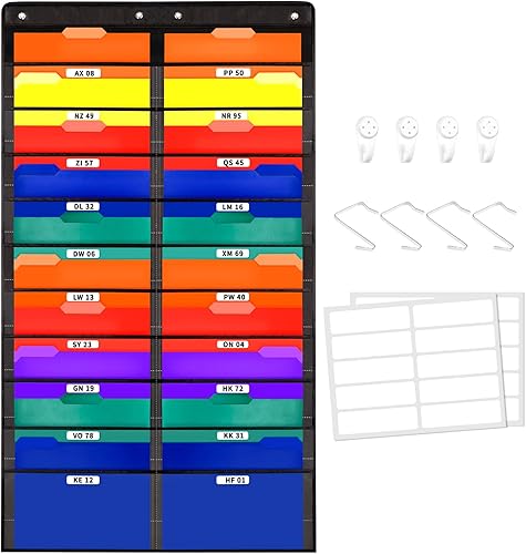 Miniatura 1 de Annecy Organizador de archivos de pared para colgar con 20 bolsillos transparentes, tabla de bolsillo de almacenamiento para carpeta de archivos y