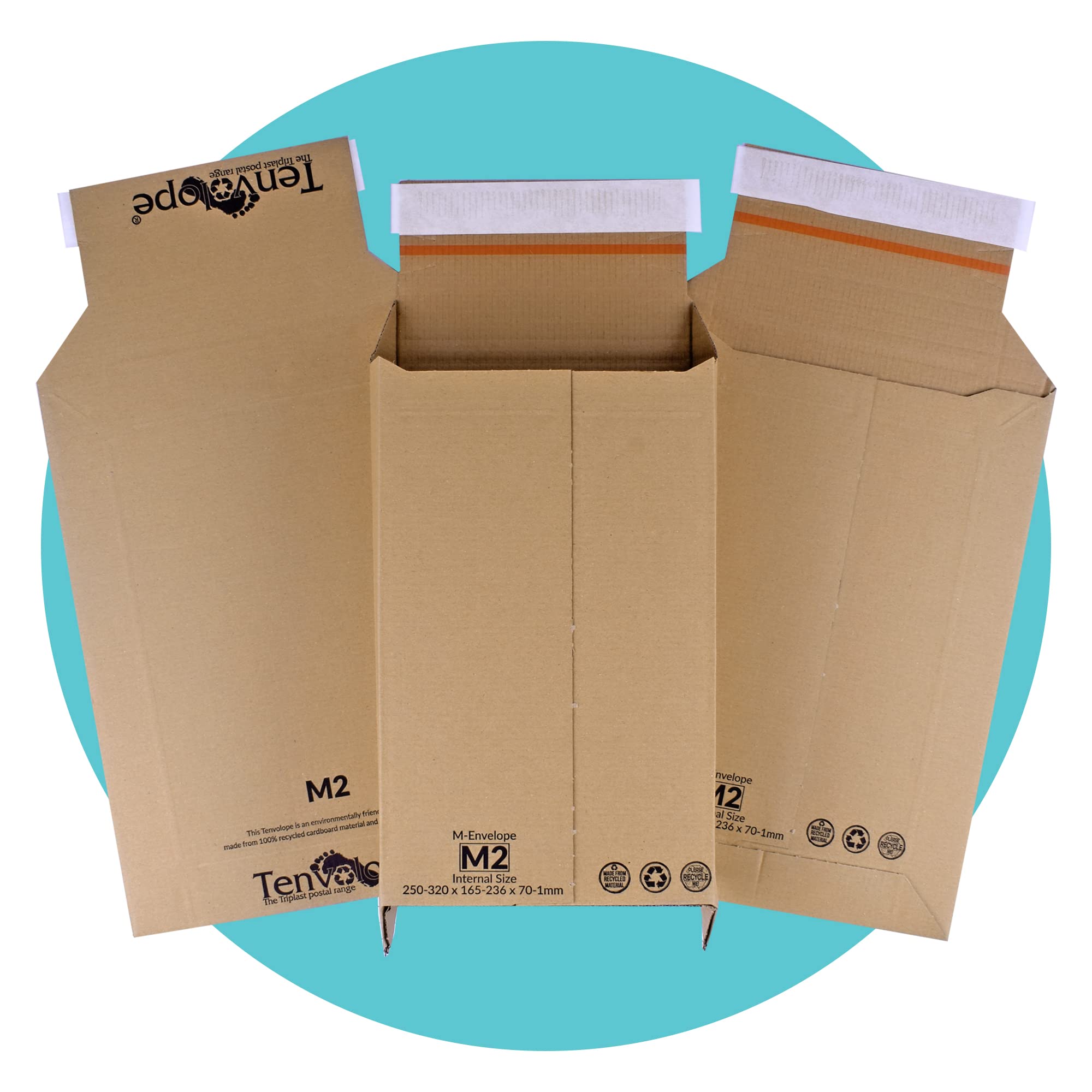 Triplast 10 x M2 Tenvolope M-Envelope (Boxed Size: 250 x 165 x 70mm) | Size Adjustable Amazon Style eCommerce Packaging | Use as Expandable Cardboard Rigid Envelope, Postal Box Mailer or Mailing Bag