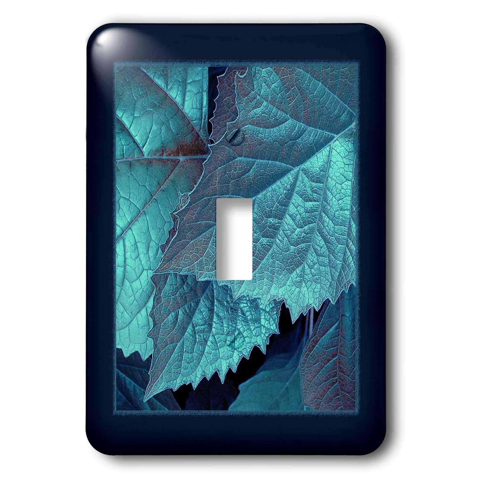 Interrupteur à baïonnette bleu marine pour salon chic motif feuilles turquoise