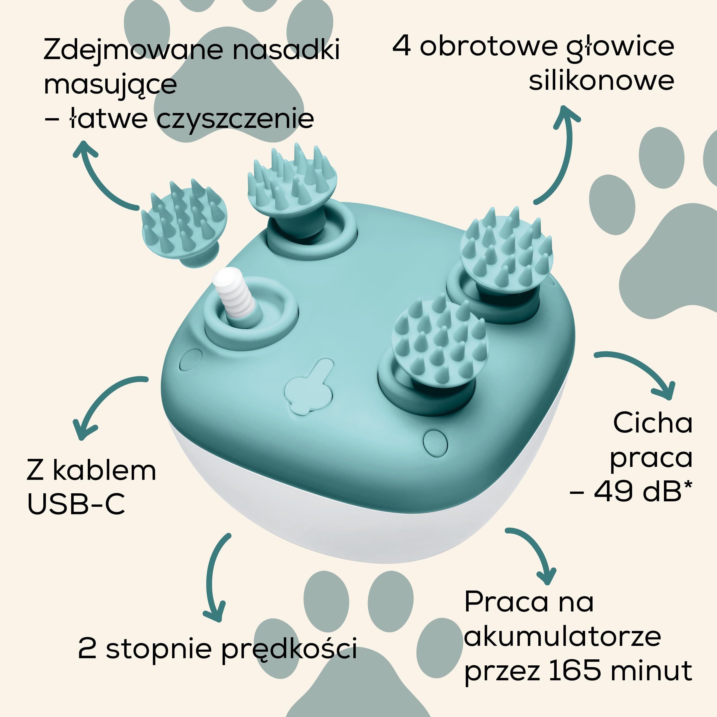 Beurer Love Your Pet Aparat do masażu Buddy dla psów i kotów, relaksujący masaż głowy i ciała dla zwierząt domowych, masaż przeciwstresowy, wyjątkowo cichy, silikonowe nasadki masujące, z akumulatorem