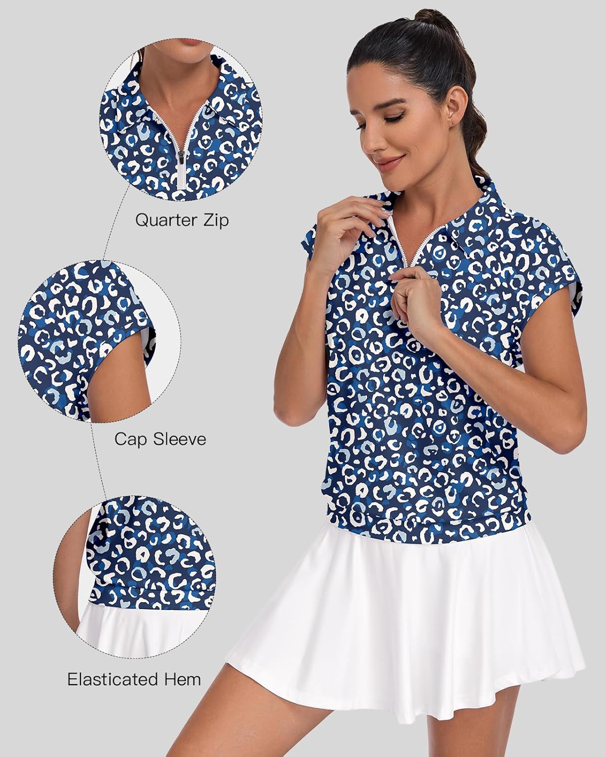 Soneven Cap Sleeve Golf Shirts for Women Moisture Wicking Short Sleeve Polo Shirts Athletic Tennis Tops