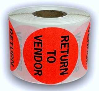 Labels and More Return to Vendor Labels 2 inch Round Red Warehouse Inventory Stickers Self-Adhesive Pack of 500