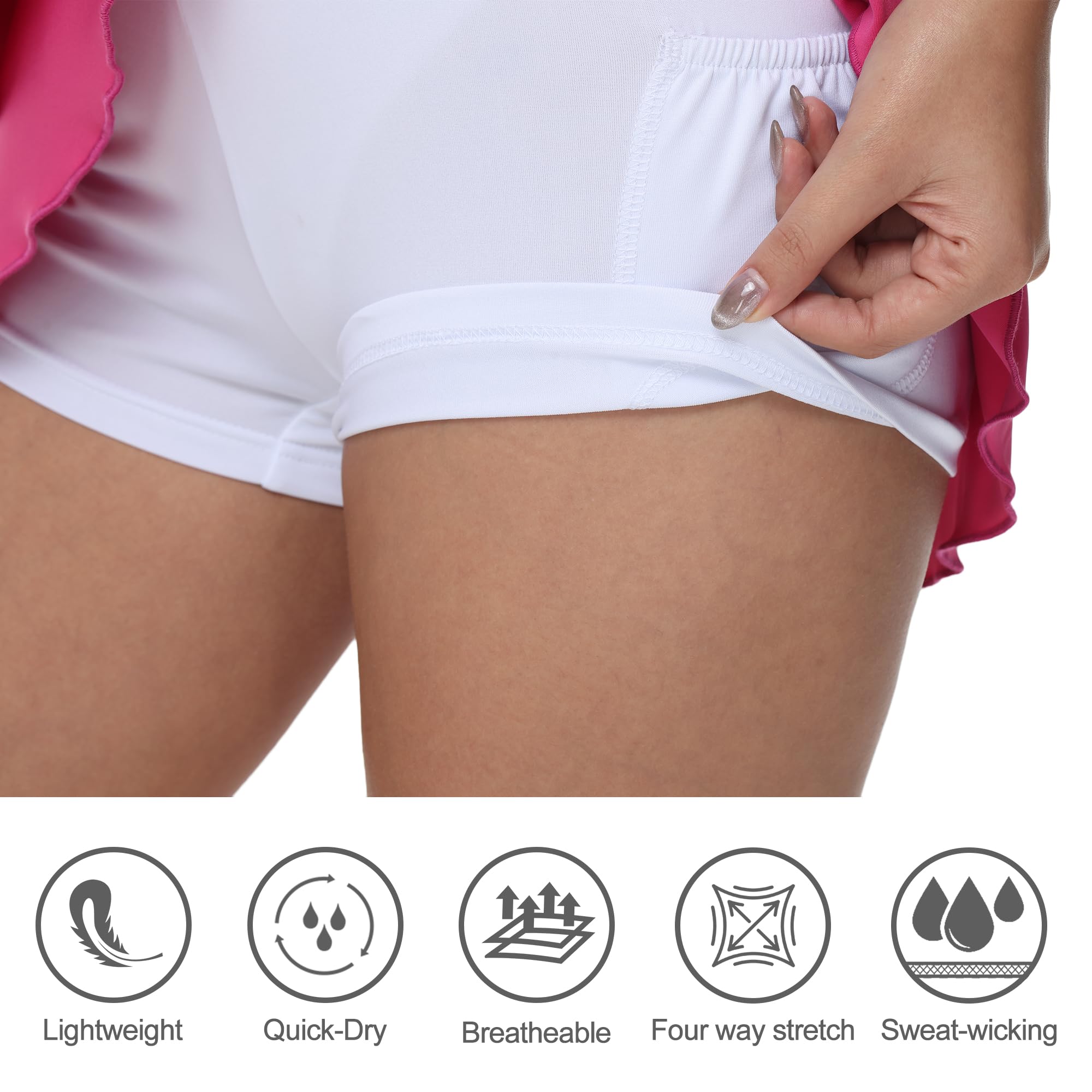 YuKaiChen Faldas atléticas de Cintura Alta para Mujer, con Volantes, Plisadas, Deportivas, Informales, con Bolsillos, Rosa, XXL