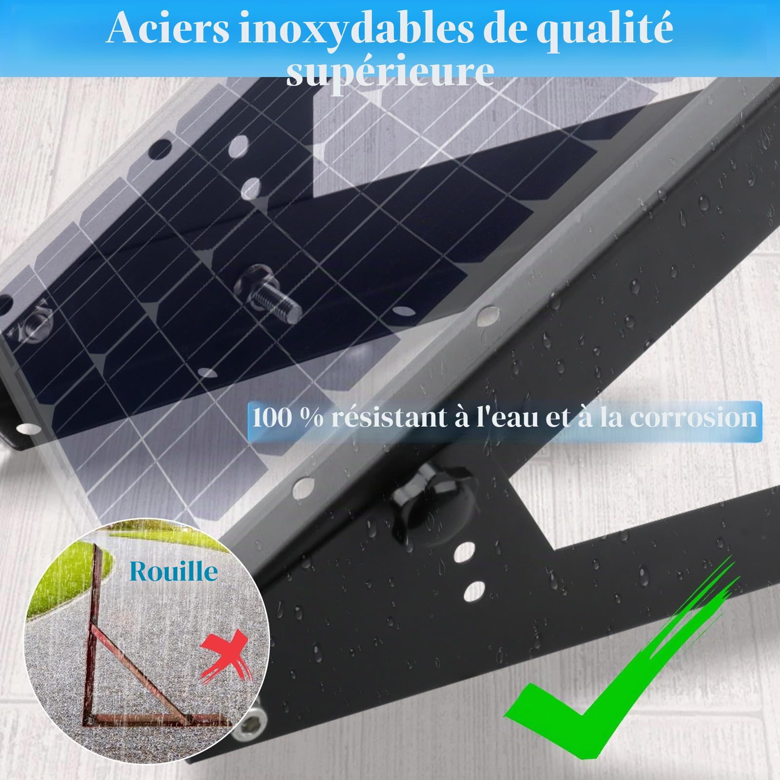 Support de panneau solaire, support de panneau solaire, angle réglable de 13,8 pouces (0 à 45 degrés), support de toit pour panneau solaire, peut être utilisé pour les caravanes, les murs et les toits