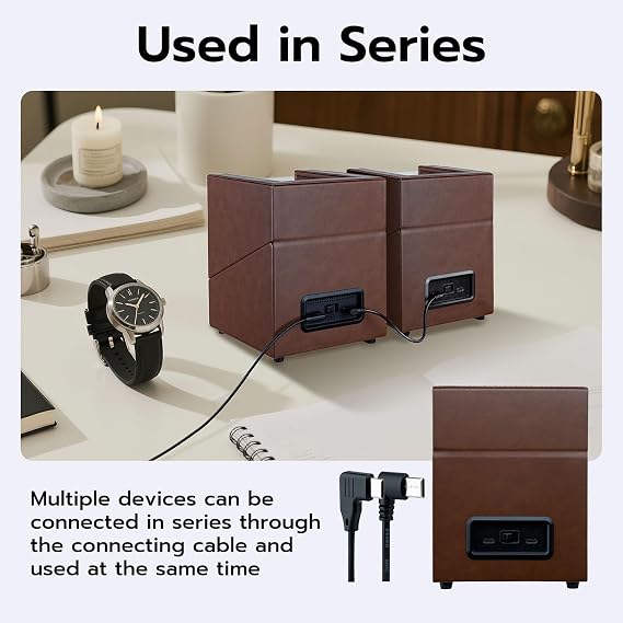 Mcbazel Double Automatic Watch Winder Box, Automatic Watch Display Storage Rotation Wristwatch Box with 2 Slots-Brown