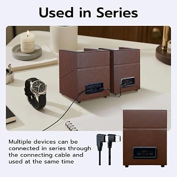 Mcbazel Double Automatic Watch Winder Box, Automatic Watch Display Storage Rotation Wristwatch Box with 2 Slots-Brown