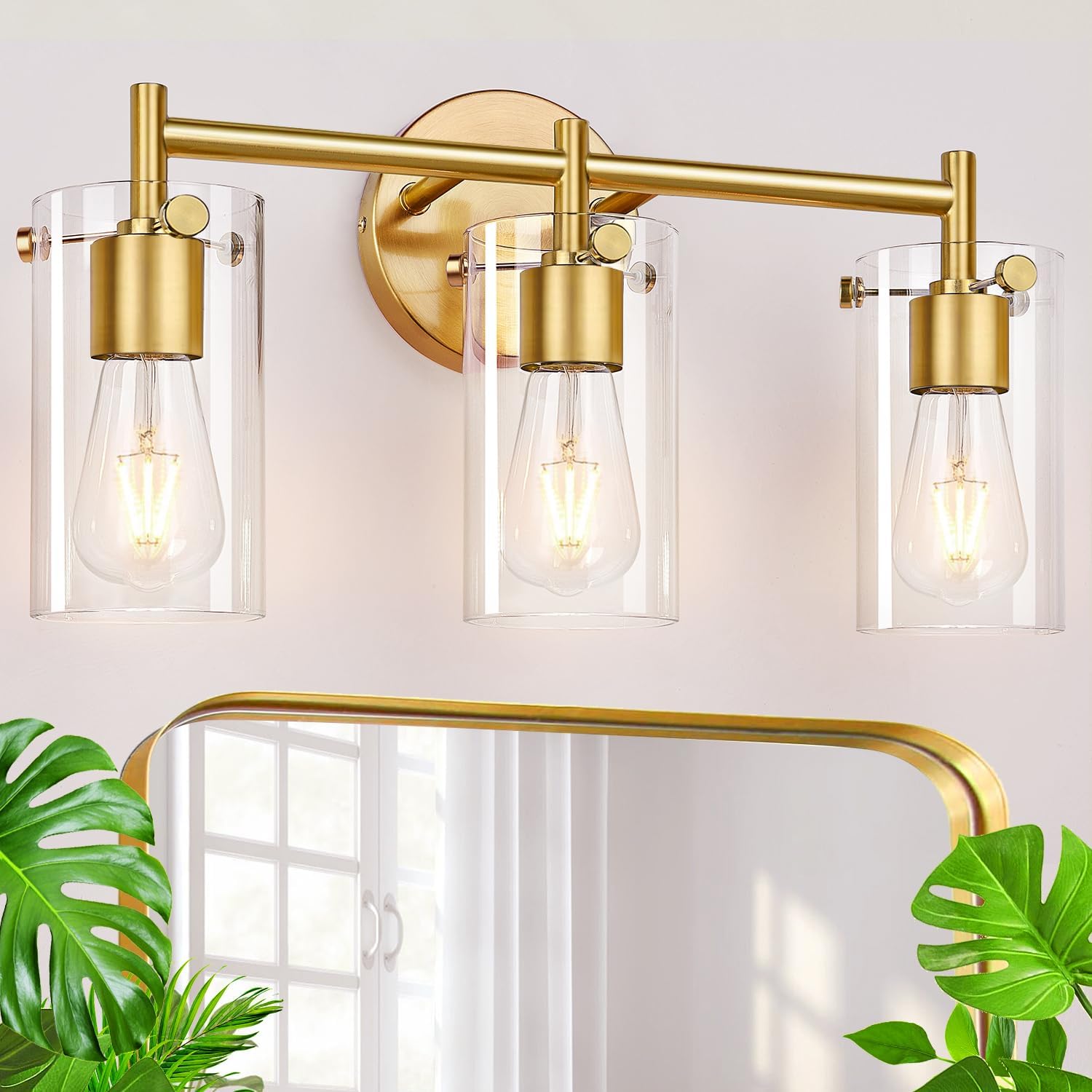Bathroom Light Fixtures 2023 Upgrade, 3-Light Brushed Gold Bathroom ...