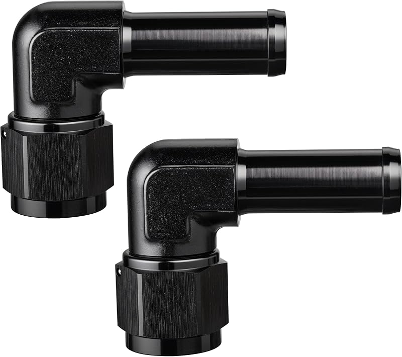 Conexão de combustível EVIL ENERGY 10AN fêmea para mangueira 5/8" com espigão, curva 90° e giro – 2 peças