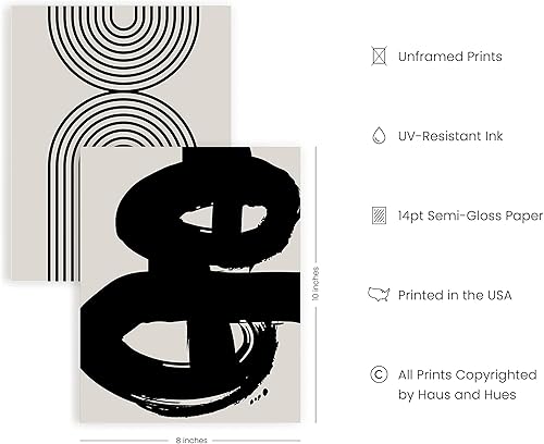Miniatura 2 de HAUS AND HUES Pintura abstracta negra estética Juego de 6, abstracto moderno, negro y gris, arte abstracto de una línea, impresión geométrica, arte