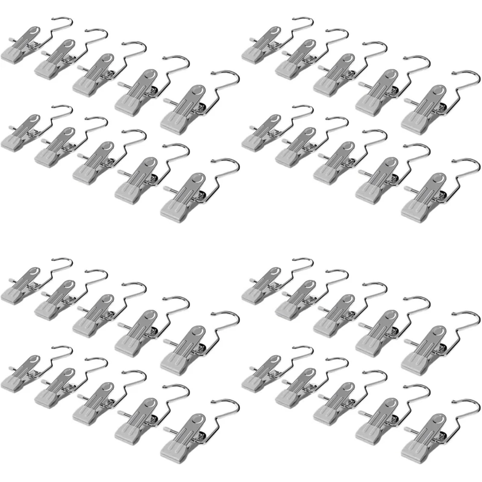Klamerki do bielizny na sznurku do prania Klamerki do bielizny ze stali nierdzewnej z haczykami do wieszania ubrań(Gray,40pcs)