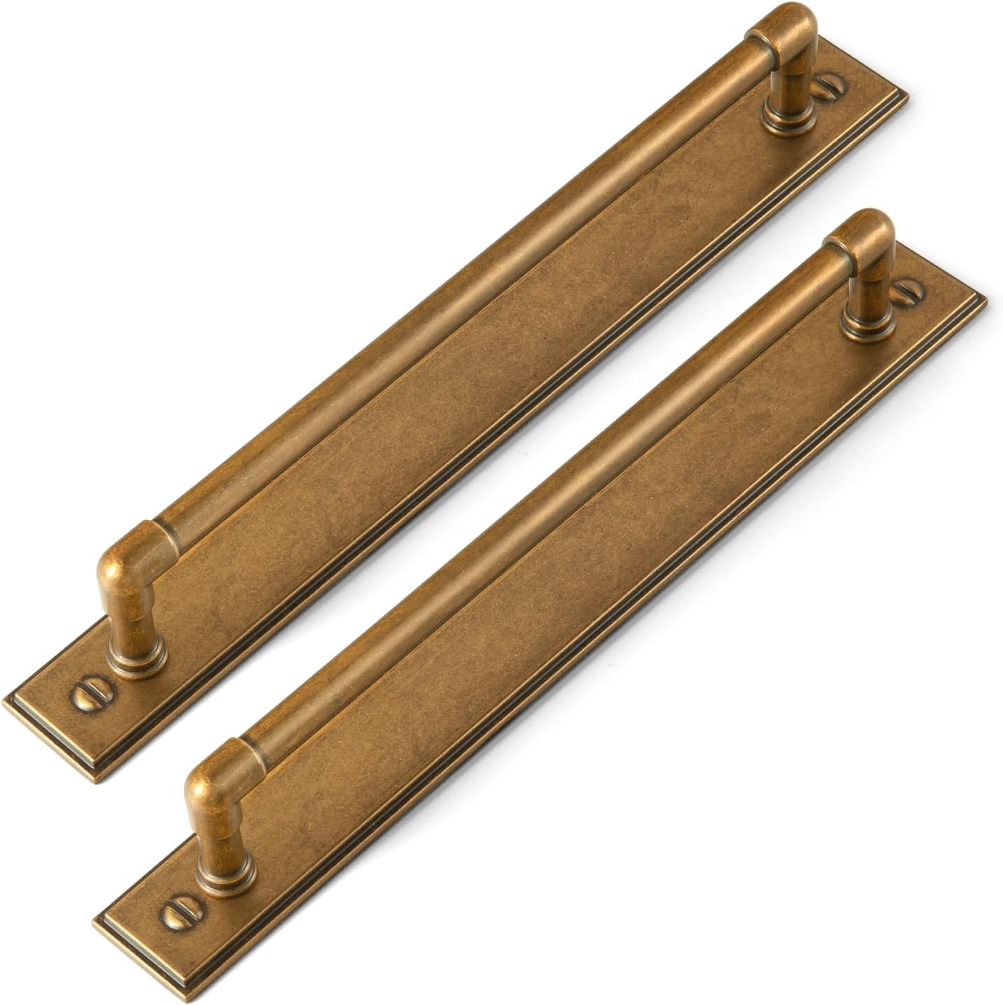 Goo-Ki 2 Pack Antique Brass Cabinet Pulls with Backplate, 5 Inch Hole Center Zinc Alloy Hardware Kitchen Drawer Pulls Handles with Spacer