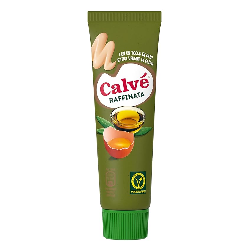 Calvé Maionese Raffinata Extra Vergine, Formato 150 ml, Maionese con Aggiunta di Olio Extravergine d'Oliva, Ideale con Carne e Verdure, Senza Glutine, Vegetariano
