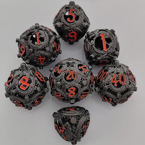 Miniatura 2 de DND - Juego de dados de metal hueco redondo dragón juego de mesa Dungeons  Dragons MTG juego de mesa RPG accesorios de juego de mesa DD poliédricos
