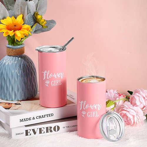 Miniatura 5 de Inbagi Juego de 12 piezas para niña de las flores, incluye vaso redondo de flores para gafas de sol, bolsa de lona con texto en inglés "Will You Be