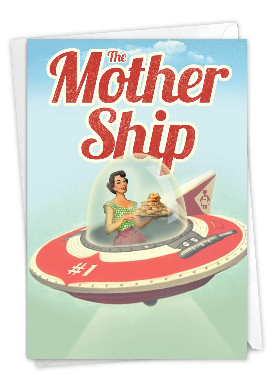 Nobleworks Muttertagskarte „Mutter Ship“ – 12,7x17,8 Cm Mit Umschlag | Lustiger Weltraum-Gruß Für Mütter Mit Humor