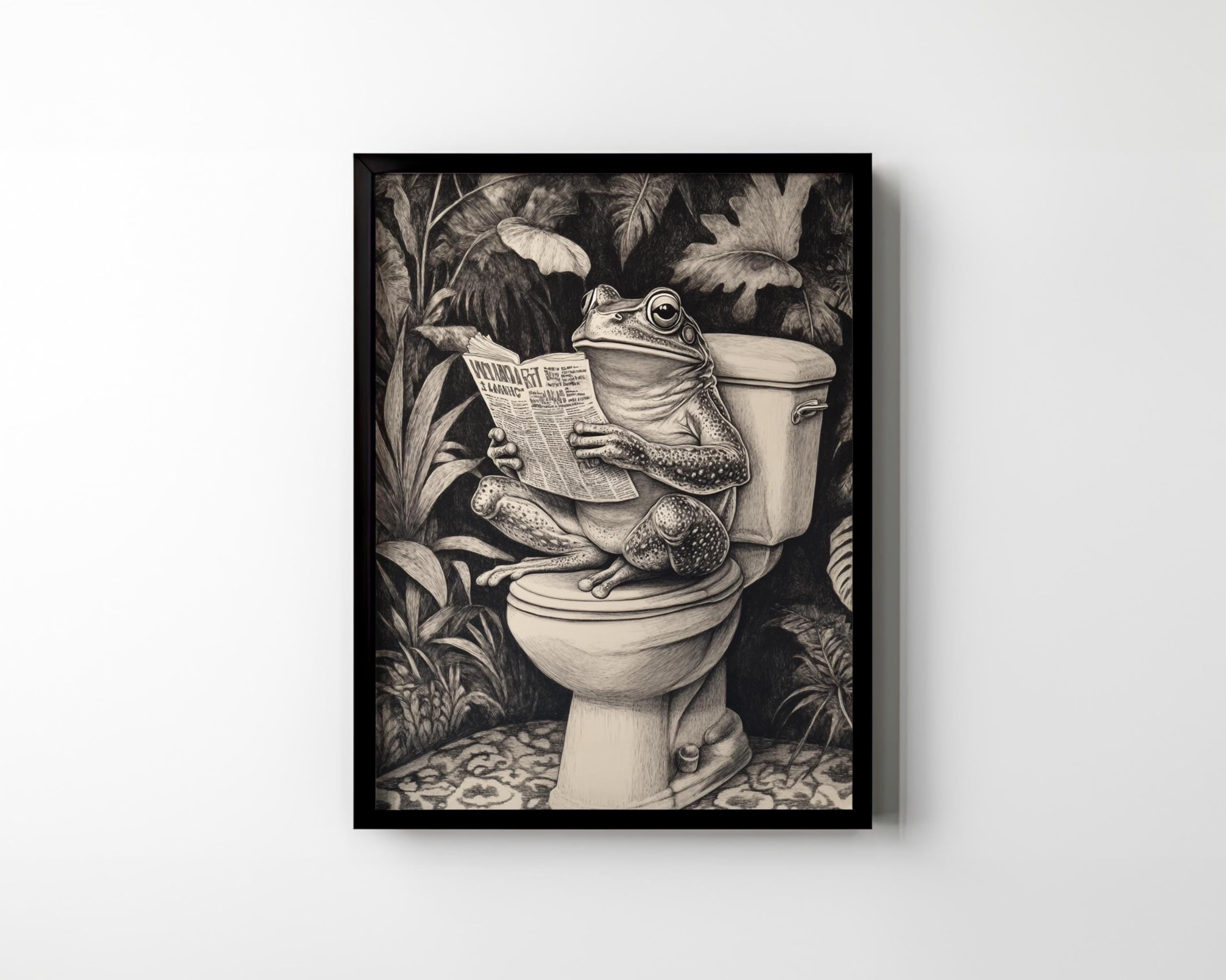 Frog Toilet Bathroom Wall Decor Funny Frog Toad Print Wall Art Tropical Plants Botanical Bathroom Toilet Restroom art Funny Toad Poster decor Tropical Plants Botanical Restroom,146