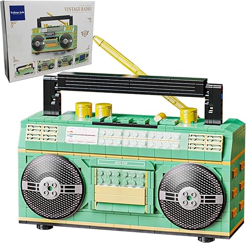 Juego de juguetes de bloques de construcción de radio vintage, kit de construcción de ladrillos modelo MOC creativo retro Radio, decoración del