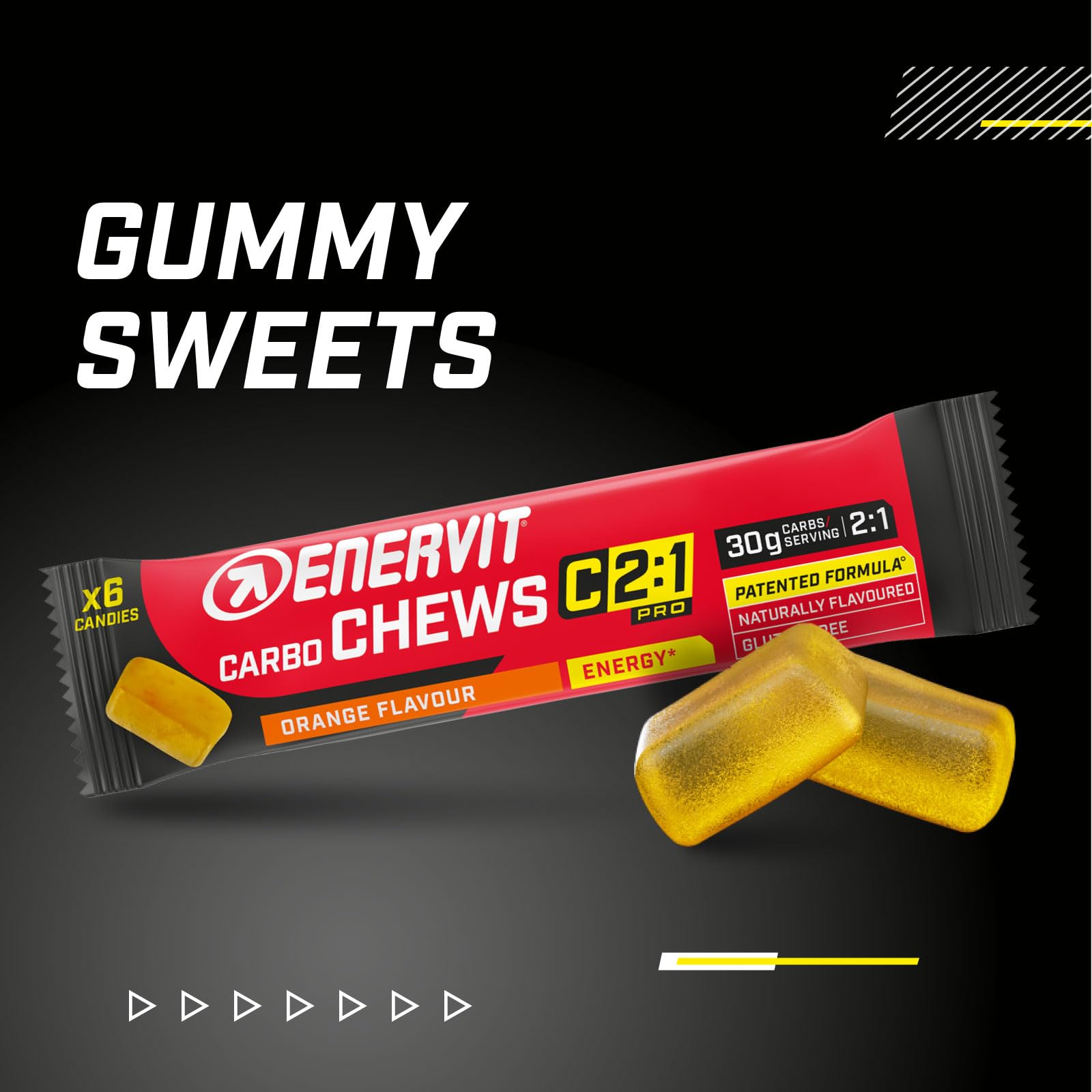 Enervit C2:1 Pro Carbo Chews, Orange (Orange, 30 x 34 Gramm Riegel)