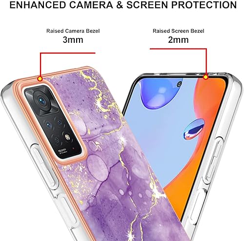 Miniatura 4 de Funda delgada para Xiaomi Redmi Note 11 Pro, funda brillante con patrón de mármol IMD para niñas, cubierta de protección de pantalla y cámara para