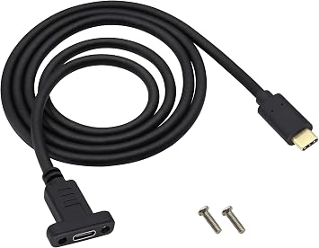 USB 3.1 Type C Panel Mount Extension Adapter Cable Gen 2 USB Type C 3.1 Female Panel Mount to Male Cable,Supports Charging,Data,Audio,Video Cable for Samsung Note10,MacBook Air1M/3ft