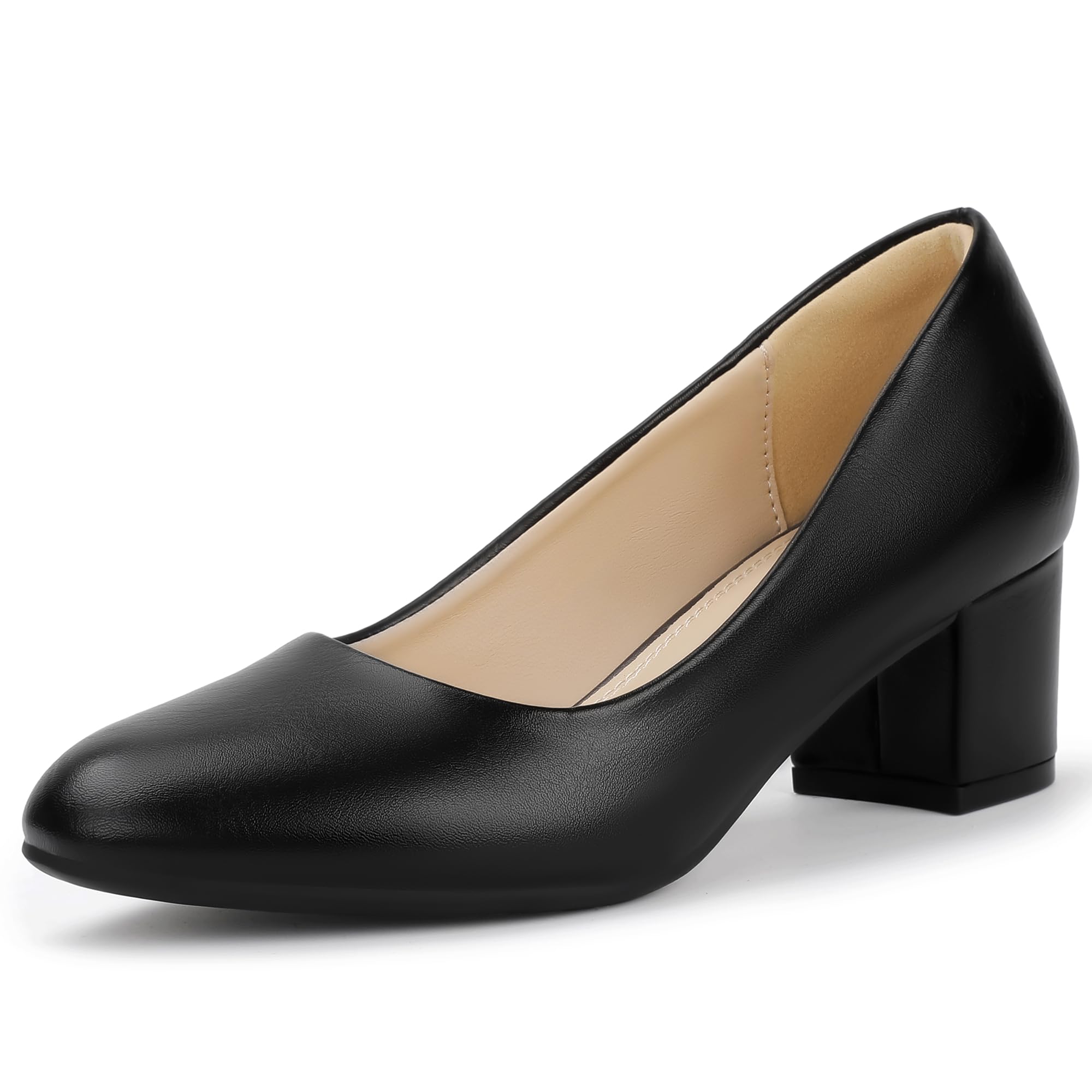 IDIFU IN2 Womens Pumps Closed Round Toe Low Block Chunky Heels Short Small Thick Heels Wedding Bridal Homecoming