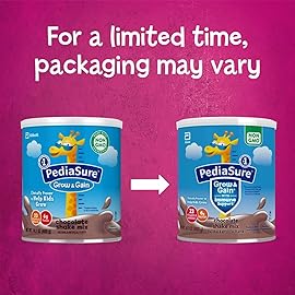 PediaSure Grow & Gain with Immune Support Shake Mix Powder, 23 Vitamins & Minerals, 6g Protein, Non-GMO, Gluten-Free, Kids Nutrition, Chocolate, 14.1 oz Can, Pack of 6-48 servings