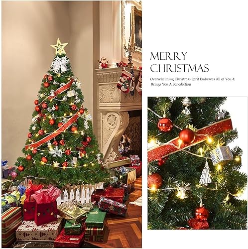 Miniatura 2 de Safeplus Árbol de Navidad artificial de 8 pies, árbol de Navidad falso, esponjoso, decoración navideña con soporte plegable de metal